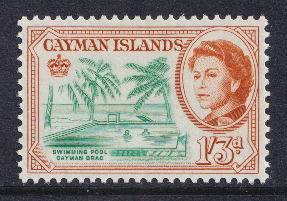 Cayman Islands QEII 1962-64 1s3d Bluish Green Orange -Brown SG175 Mint MH