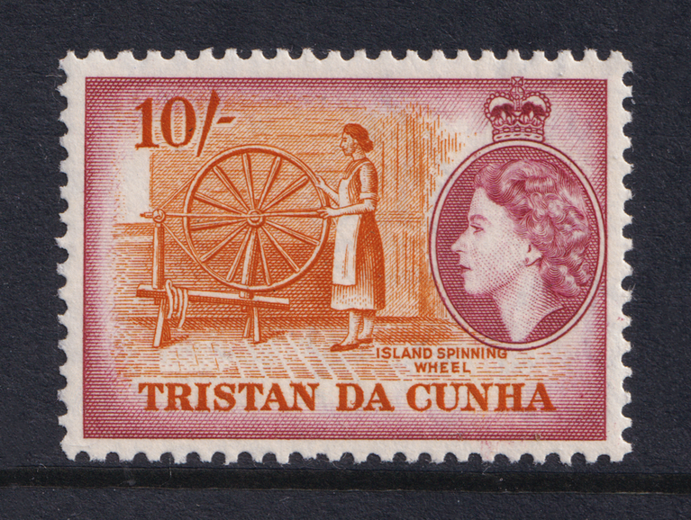 Tristan da Cunha QEII 1954 10s Brown-Orange Purple Spinning wheel SG27 Mint MH
