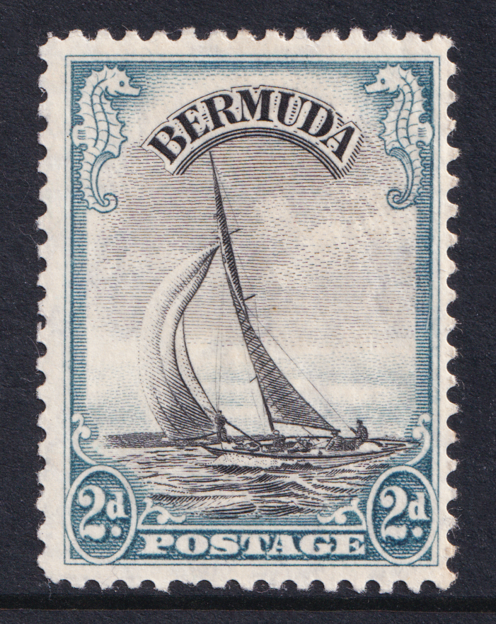 Bermuda KGV 1936-47 2d Black Pale Blue Yacht SG101 Mint MH