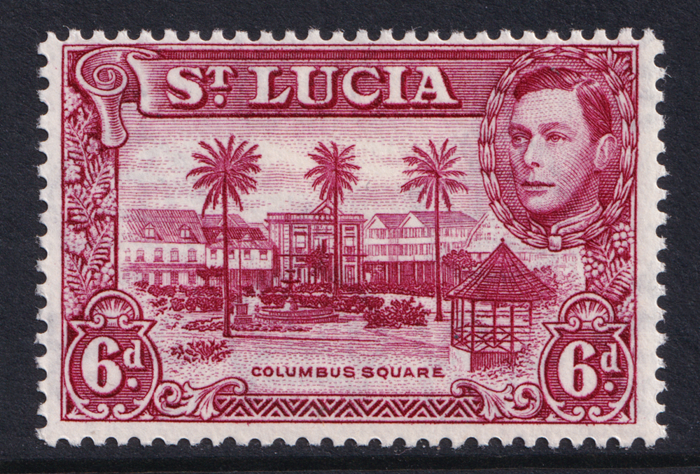 St Lucia KGVI 1938-48 6d Carmine-Lake P13 1/2 SG134a Mint MH