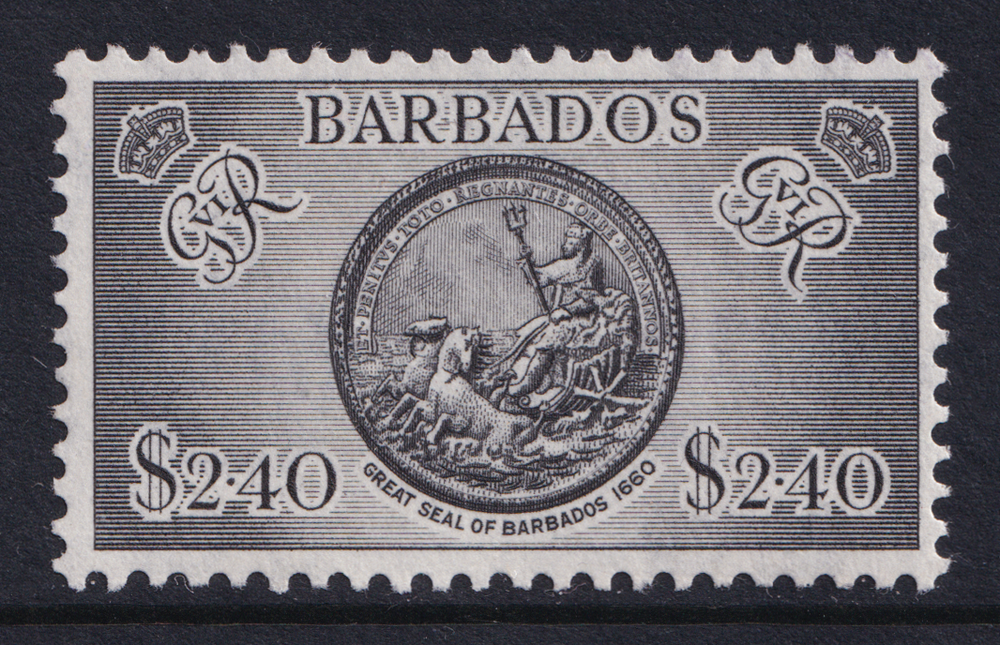 Barbados KGVI 1950 $2.40 Black Great Seal SG282 Mint MLH