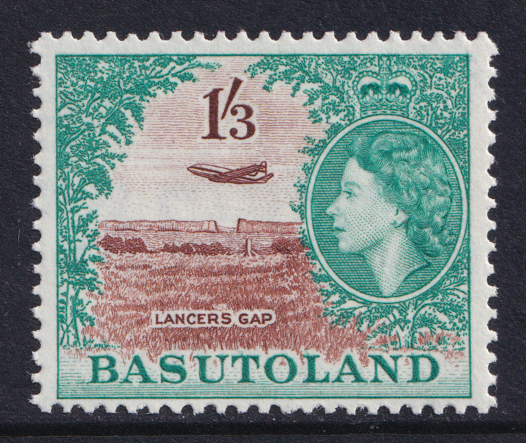 Basutoland QEII 1954-58 1s3d Brown Turquoise-Green Plane SG50 Mint MLH