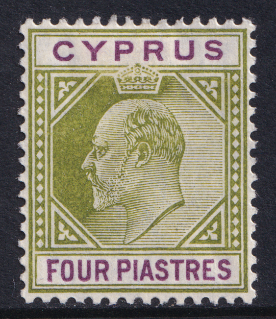 Cyprus KEVII 1094-10 4pi Olive-Green Purple SG66 Mint MH