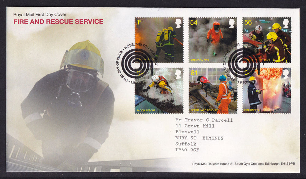 Great Britain QEII 2009 FDC Fire and Rescue Service Hose Melton Mowbray Postmark