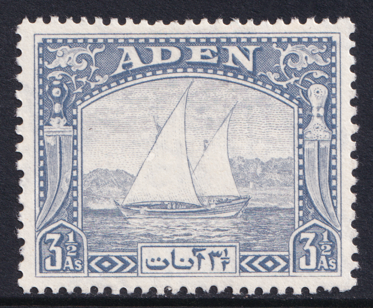 Aden KGVI 1937 3 1/2a Grey-Blue Dhow SG7 Mint MH