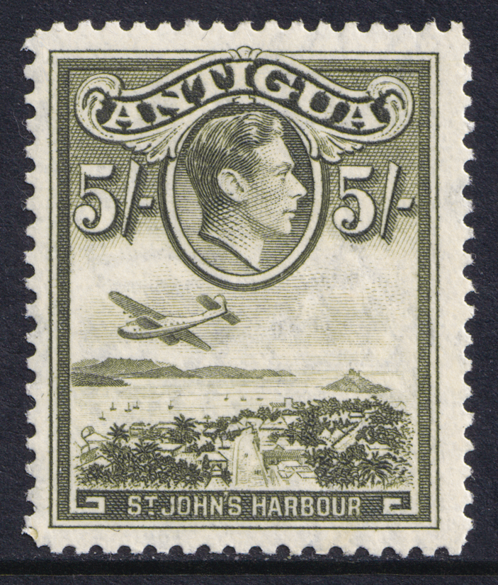 Antigua KGVI 1938-51 5s Olive-Green SG107 Mint MH