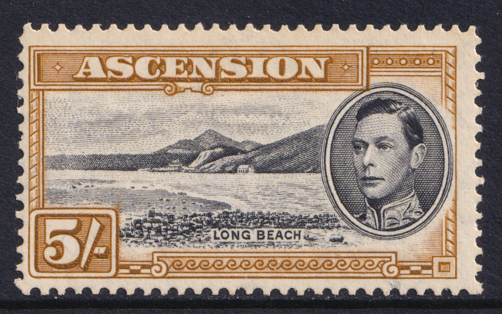 Ascension Island KGVI 1938-53 5s Black Yellow-Brown P13 SG46a Mint MH