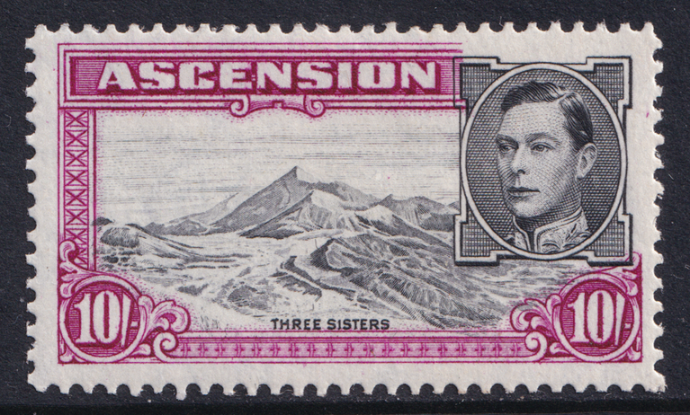 Ascension Island KGVI 1938-53 10s Black Bright Purple P13 SG47b Mint MLH
