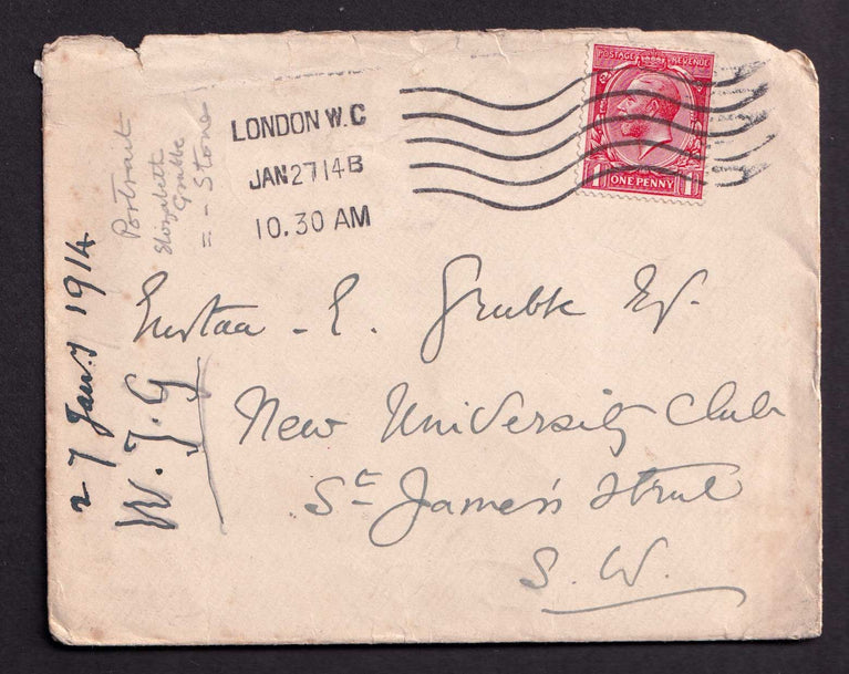 Great Britain KGV 1914 1d Red Cover Used LONDON Columbia Machine cancel