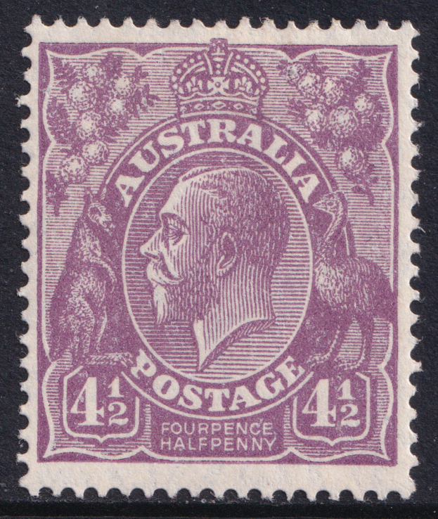 Australia KGV 1926-30 4 1/2d Violet P14 SG92 Mint MH