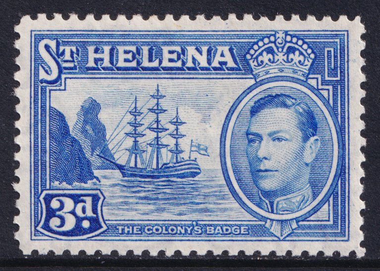 St Helena KGVI 1938-44 3d Ultramarine Ship SG135 Mint MH