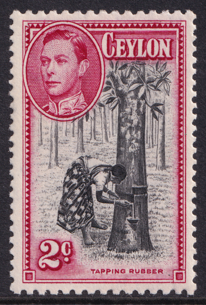 Ceylon KGVI 1938-49 2c Black Carmine P11.5 x 13 SG386 Mint MLH
