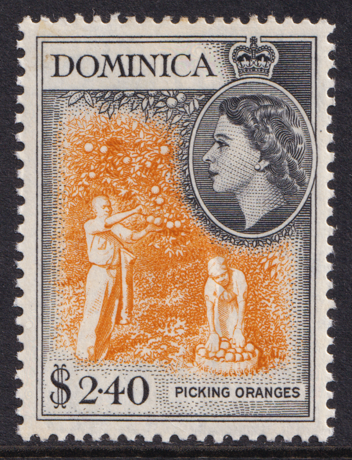 Dominica QEII 1954-62 $2.40 Yellow-Orange Black SG158 Mint MH