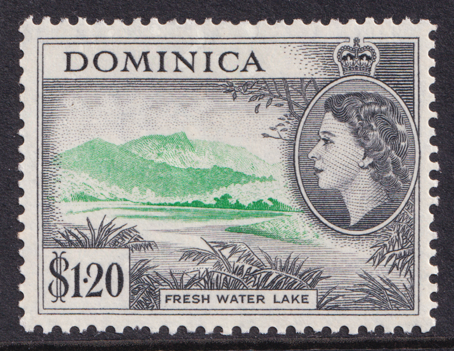 Dominica QEII 1954-62 $1.20 Emerald Black Fresh Water Lake SG157 Mint MLH
