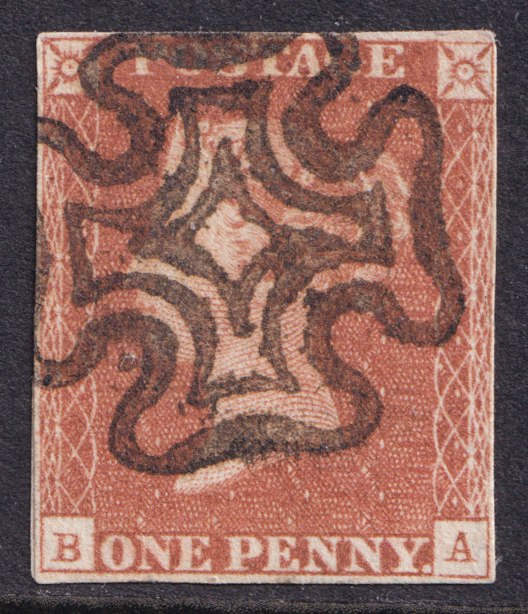 Great Britain QV 1840 1d Red-Brown Imperf 'BA' Black Plates SG7 Plate 11 Fine Used FU
