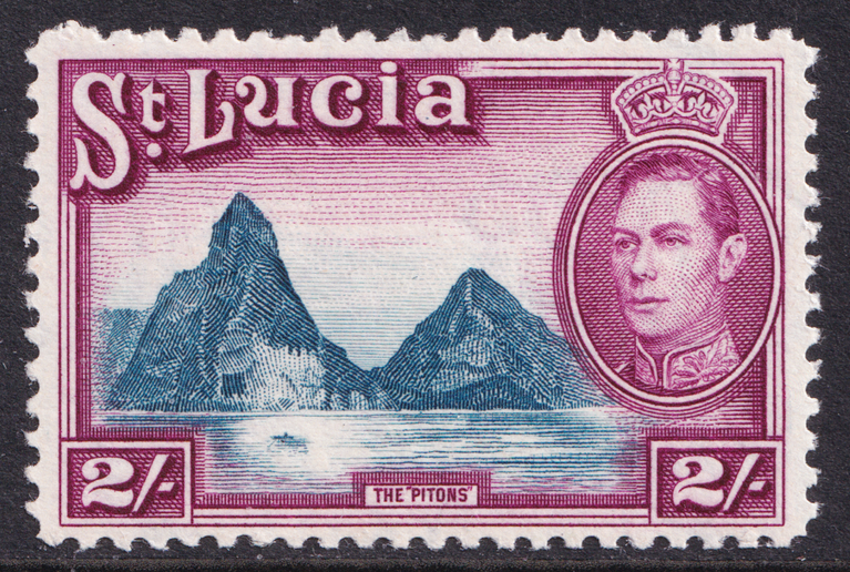 St Lucia KGVI 1938-48 2s Blue Purple Mountains SG136 Mint MNH