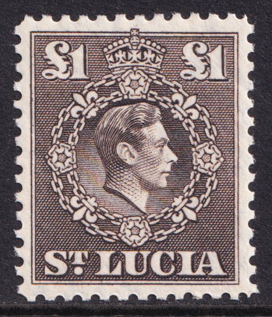 St Lucia KGVI 1938-48 £1 Sepia SG141 Mint MNH