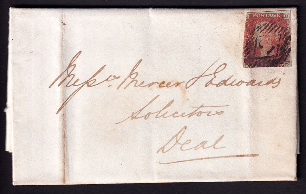 Great Britain QV 1846 1d Red-Brown Entire Lincolns Inn to Deal Kent