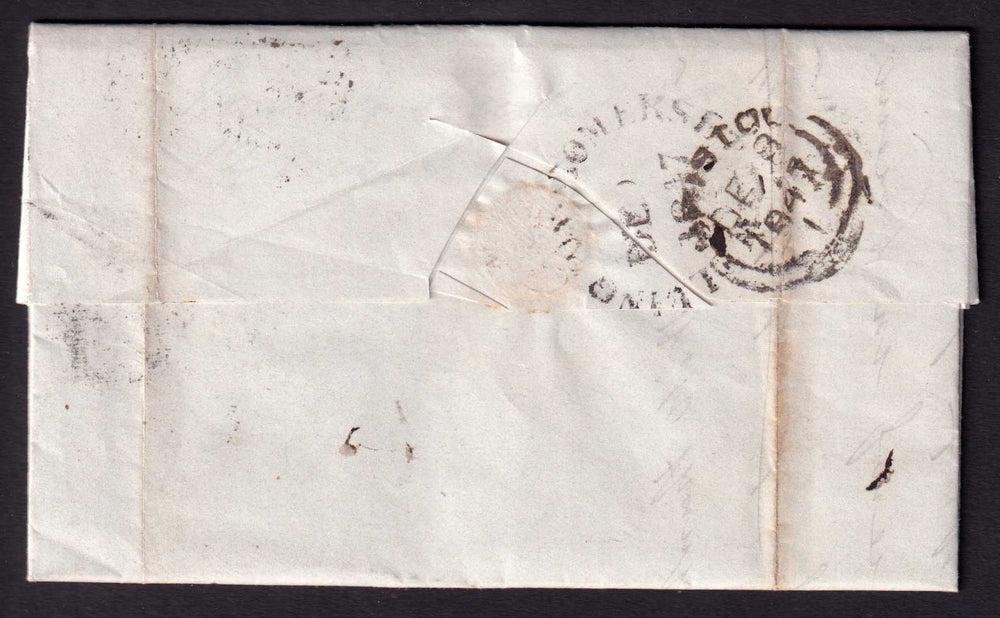 Great Britain QV 1847 1d Red-Brown Entire Bristol to Wellington Somerset
