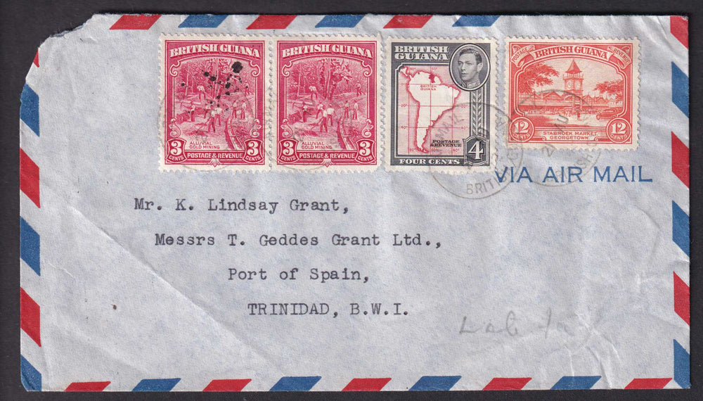 British Guiana KGVI 1945 Air Mail Cover to Trinidad